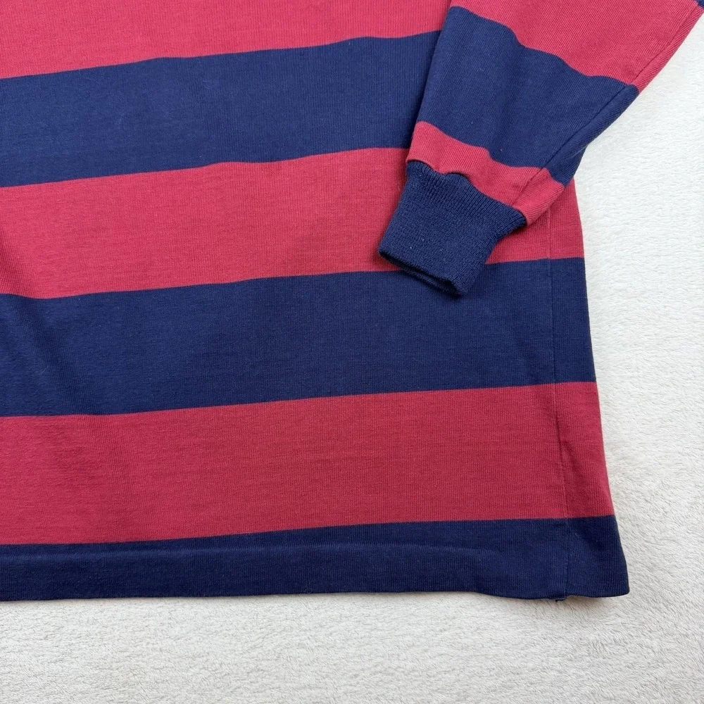 Vintage Canterbury Of New Zealand Rugby Jersey Red Navy Striped Long Sleeve-READ